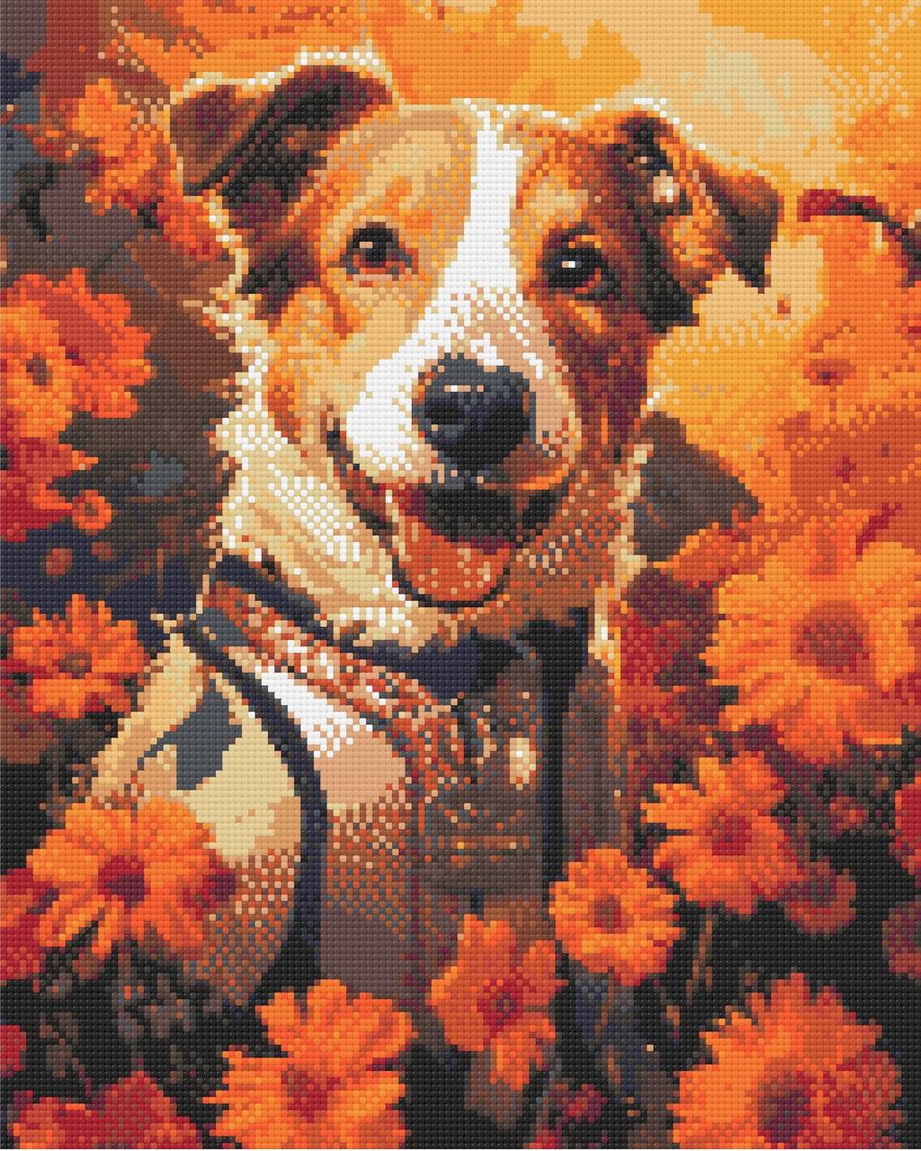 Алмазна мозаїка/вишивка Пес Патрон у вишиванці 40*50 см Орігамі OD 32021, фото 1