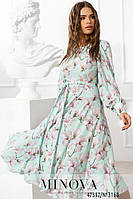 Изящное женственное платье миди с отрезной талией и цветочным принтом с 40 по 46 размер