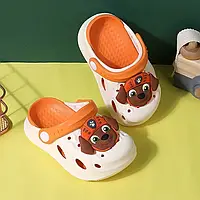 Кроксы Eva детские с джибитсами Зума Собачий Патруль, бело-оранжевые