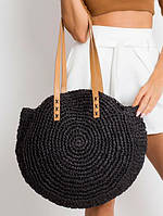 Женская летняя плетеная круглая сумка Шоппер черная