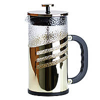 Стеклянный чайник для заварки френч пресс для кофе чайник заварочный с фильтром 1 л Золотой