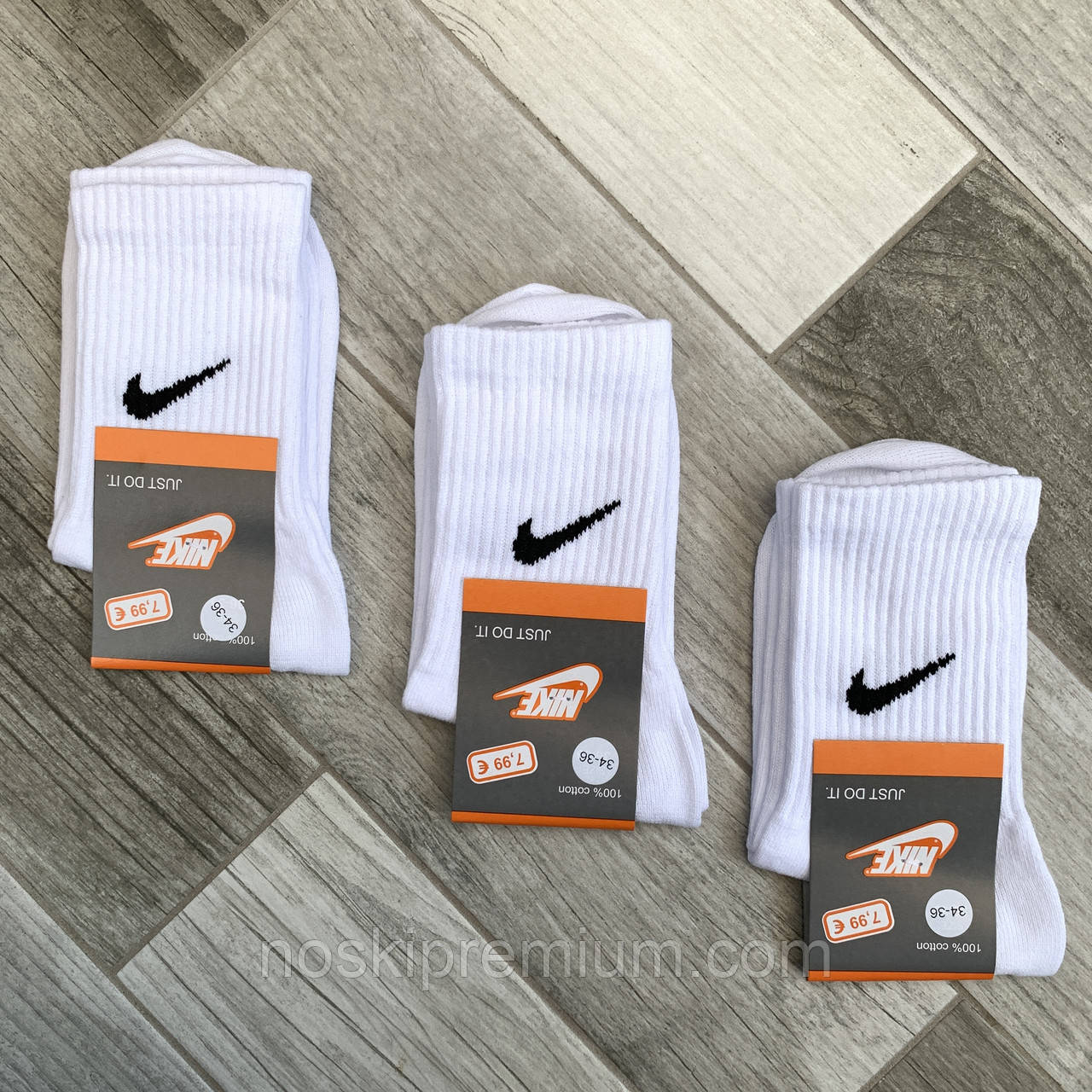 Шкарпетки дитячі демісезонні спортивні бавовна Nike Tennis, розмір 34-36, білі, 9552, фото 1