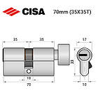 Цилиндр CISA ASIX P8 70T (35*35T) никель матовый 3 ключа, фото 9