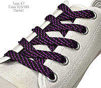 Шнурки для обуви плоские 100см Черный+фиолетовый Спираль 8-10мм полиэстер