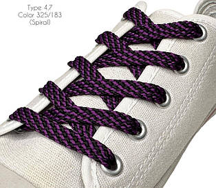 Шнурки для взуття плоскі 100см Чорний+фіолетовий Спіраль 8-10мм поліестер