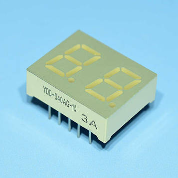 Індикатор світлодіодний 2 разряди 10,2мм ЗА, динаміка, зелений YDD-040AG-10 Yiow Chie