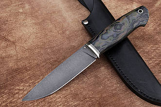 Мисливський ніж ручної роботи Лють 3 зі шкіряним чохлом в комплекті, преміальна сталь S390/67 HRC