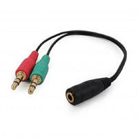 Кабель мультимедийный Jack 3.5mm female 4-pin to 2x Jack 3.5mm male 0.2m Cablexpert (CCA-418) e