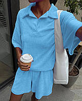 Жіночий трикотажний велюровий костюм-двійка Жіночий літній костюм Жіночий костюм шорти, футболка V&Vsft