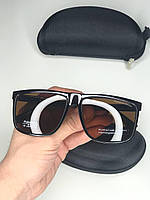 Мужские солнцезащитные очки Porsche Design коричневые глянцевые Polarized поляризованные Порше антибликовые