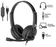 Гарнитура ПК стерео On-ear 2E CH12 Usb, omni-mic, 2м, черный