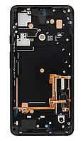Дисплей (екран) для Google Pixel 3 XL + touchscreen, чорний, P-OLED, оригінал (54) з передньою панеллю