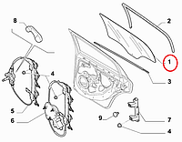 Скло задніх лівих дверей Linea 2007-2017 OPAR, Артикул: 51754190, OE: 51754190, 51867091, Виробник: FIAT