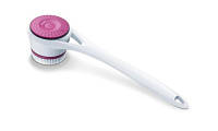 Щітка-масажер Beurer для тіла, 4хAA в комплекті, 0,33кг, водонепроникна, 2 насадки, біло-рожевий