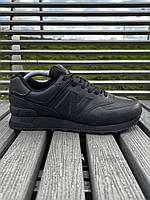 Кроссовки мужские New Balance 574 (36-41, кожа, черные) PRO_1090