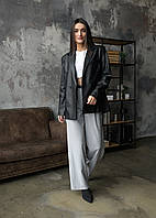Женский жакет черный кожаный пиджак Staff leather black Salex Жіночий жакет чорний шкіряний піджак Staff