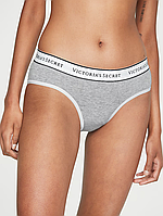 Бикини с лого серые Victoria's Secret Logo Cotton Lace-Waist Hiphugger Panty Оригинал