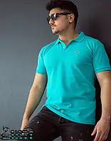 Брендовая мужская футболка поло Lacoste реплик качественная футболка с воротником мятного цвета M 20-LG-001