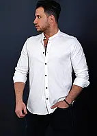 Белая праздничная рубашка из мягкого хлопка M L XL XXL 3XL 01-210-502 MU77