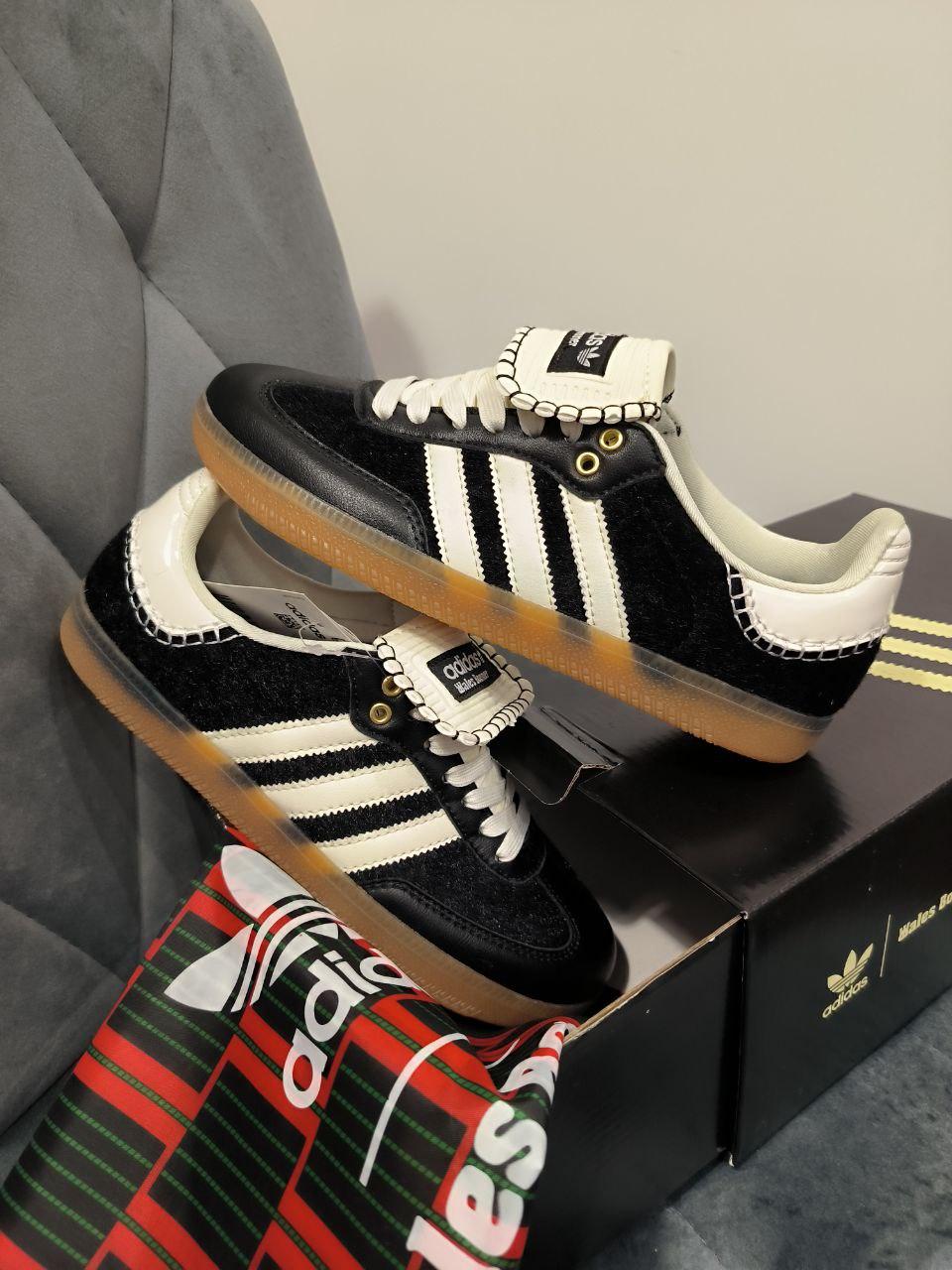 Жіночі Кросівки Adidas Samba x Wales Bonner Black Cream / Адідас Самба Уельс Боннер Чорні з Кремовим