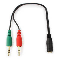 Кабель мультимедійний Jack 3.5mm female 4-pin to 2x Jack 3.5mm male 0.2m Cablexpert (CCA-418) g