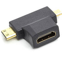 Переходник HDMI (F) to mini HDMI (M) / micro HDMI (M) PowerPlant (CA912056) g