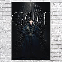 Плакат "Брандон Старк на Железном Троне, GoT, Game of Thrones", 60×40см