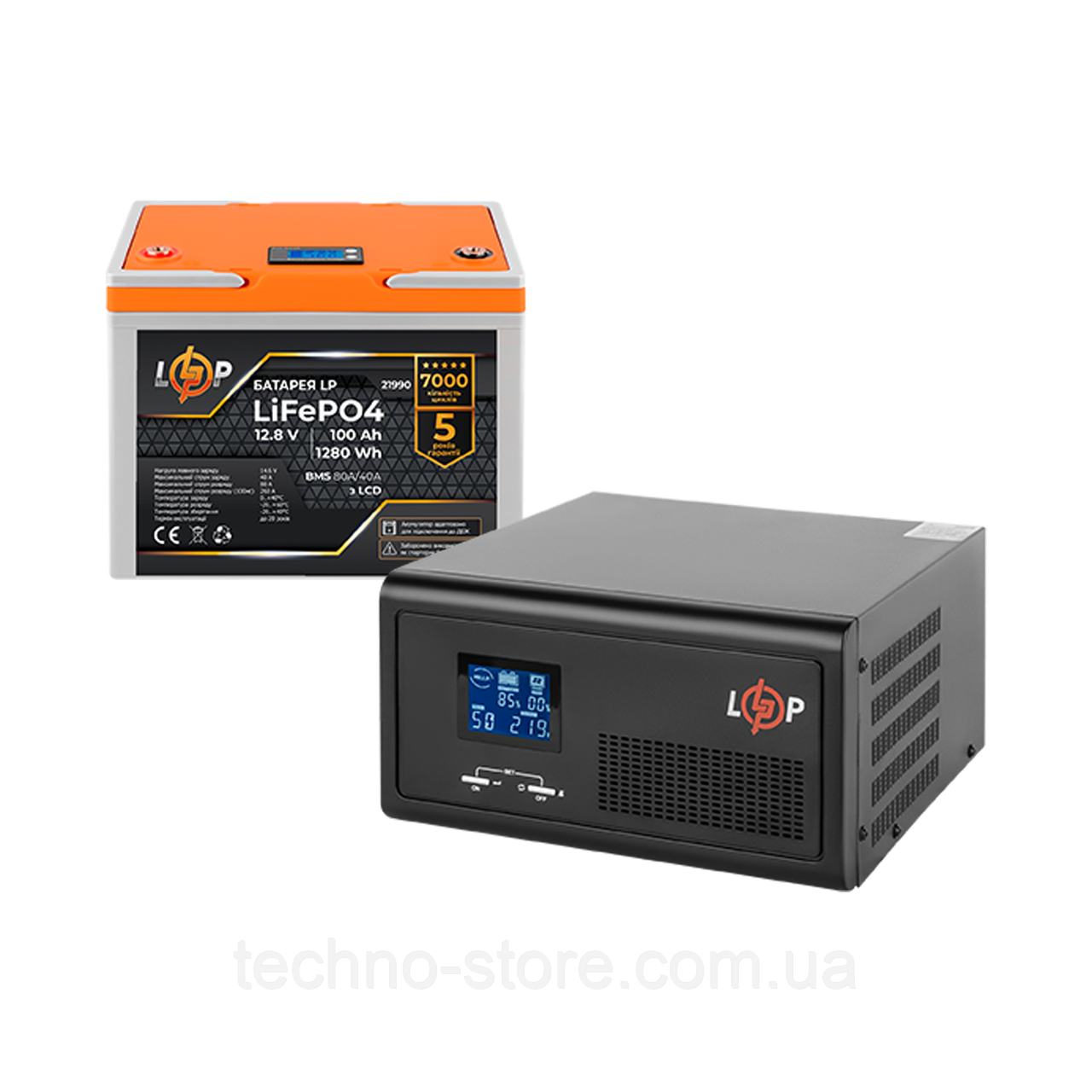 Комплект резервного живлення LogicPower B1500 + літієва (LiFePO4) батарея 1280Wh