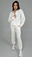 Женский спортивный костюм однотонный весна-осень повседневный удобный прогулочный из ангоры цвет белый