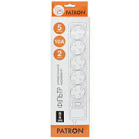 Сетевой фильтр питания Patron 2 m3*1mm2 (SP-1055U) 5 розеток BLACK (EXT-PN-SP-1055U) g