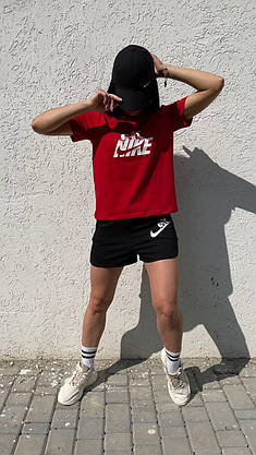 Жіноча футболка Nike червоного кольору стильна молодіжна на дівчинку футболка літня комфортна повсякденна, фото 3