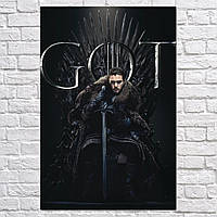 Плакат "Джон Сноу на Железном Троне, GoT, Game of Thrones", 60×40см