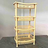 Пластикова полиця для зберігання овочів 4 яруси "Хвиля" Бежева