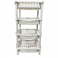 Пластикова полиця для зберігання овочів 4 ярусів "Вольна" Біла