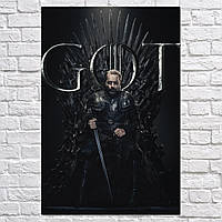 Плакат "Джорах Мормонт на Железном Троне, GoT, Game of Thrones", 60×40см