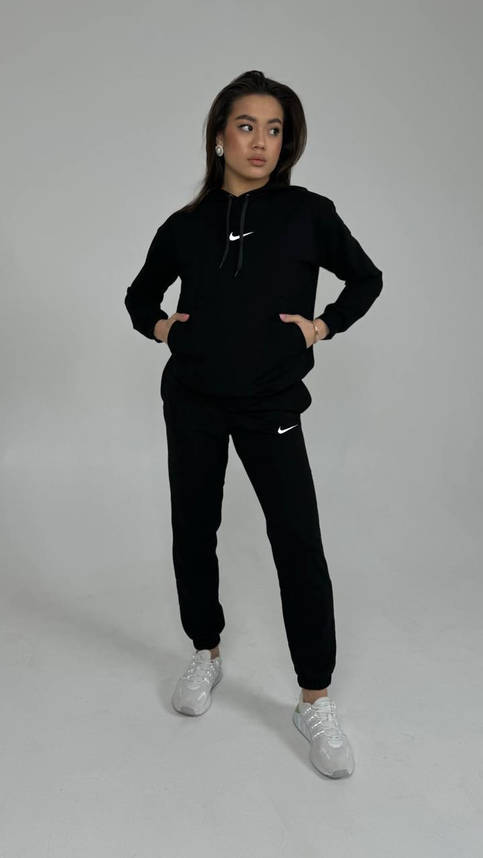 Жіночий спортивний костюм Nike чорний модний костюм спортивні для прогулянок весняно-осінній молодіжний стиль, фото 1