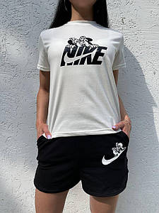 Футболка жіноча літня з написом Nike модна повсякденна футболка на дівчину світлого кольору легка зручна
