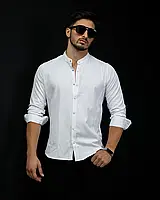 Базовая белая рубашка с воротником стойка на пуговицах M L XXL 3XL 01-30-401 MI-33