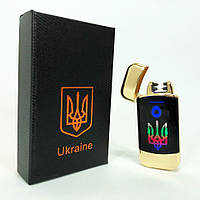 Дуговая электроимпульсная зажигалка с USB-зарядкой Украина LIGHTER HL-439. Цвет: золотой