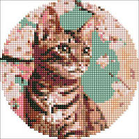 Набір з алмазною мозаїкою "Чарівне кошеня" на круглому підрамнику d19см [tsi239348-TCI]