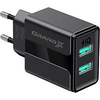 Зарядное устройство Grand-X CH-15UMB (5V/2,1A + DC cable 2,4А USB -> Micro USB 1m) Black (CH-15UMB) g