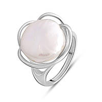 Серебряное кольцо ВысокогоКачества с натуральным жемчугом барочным, вес изделия 5,63 гр (2079491) 17 размер