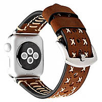 Ремінець Leather Series Thread Handmade Apple Watch 38 mm | 40 mm | 41 mm Dark Brown