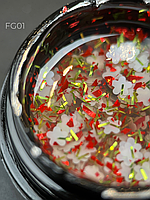 Foil flower gel (5 мл.) Дизайнер - гель с цветочками из фольги 1