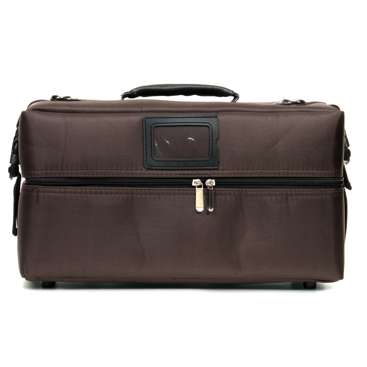 Професійний кейс для косметики з органайзером, що виймається, коричневий тканинний