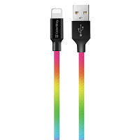 Дата кабель USB 2.0 AM to Lightning 1.0m multicolor ColorWay (CW-CBUL016-MC) g