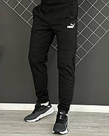 Демісезонні штани чорні Puma білий лого (двонитка) RD110