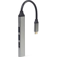 Концентратор Gembird USB-C 4 ports (1xUSB3.1+3xUSB2.0) metal silver (UHB-CM-U3P1U2P3-02) b