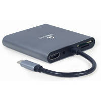 Концентратор Cablexpert USB-C 6-in-1 (Hub3.1/HDMI/VGA/PD/card-reader/audio) (A-CM-COMBO6-01) g