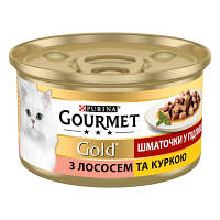 Влажный корм для кошек Purina Gourmet Gold. С лососем и курицей, кусочки в подливке 85г (7613032618674) g